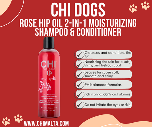 CHI Pets Rose Hip Oil 2-1 Shampoo & Conditioner 355ml for dogs
