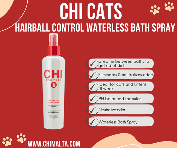 CHI Pets Hairball Waterless Bath Spray 237ml for cats