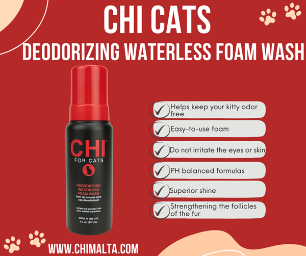 CHI Pets Deodorizing Waterless Foam Wash 237ml for cats