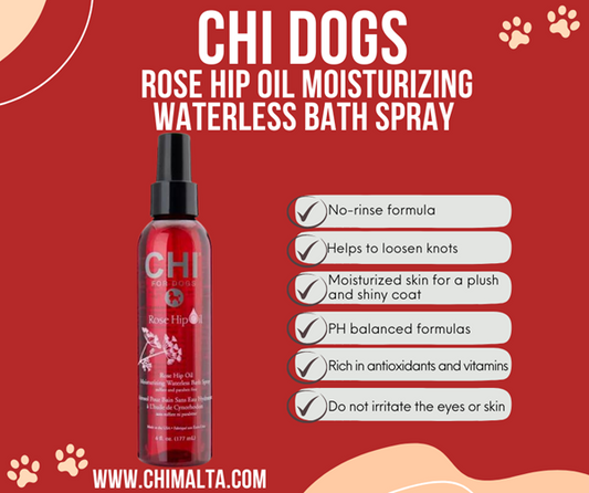 CHI Pets Rose Hip Oil Moisturizing Waterless Bath Spray 177ml for Dogs
