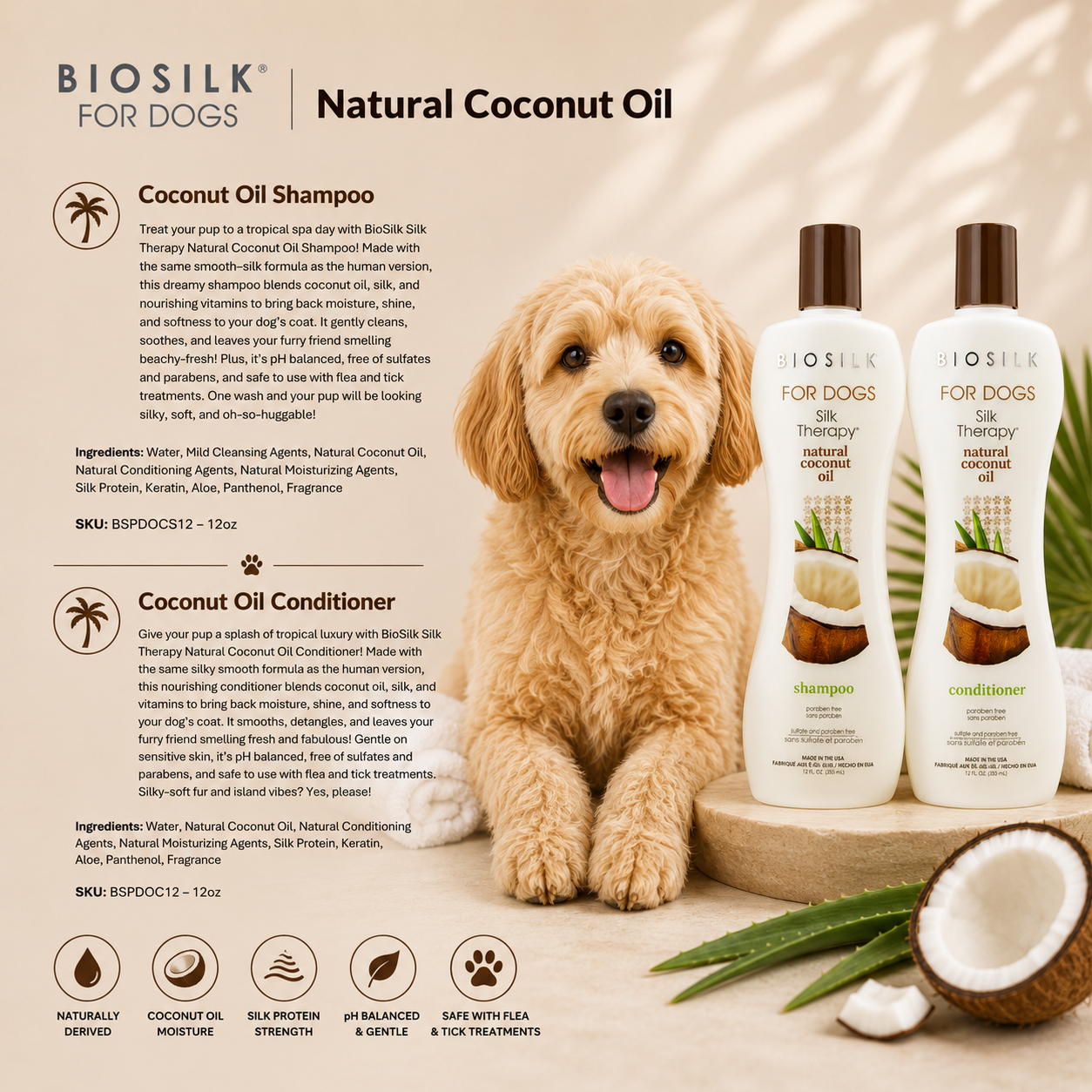 BioSilk Silk Therapy Coconut Oil Conditioning Detangling Spray 207ml