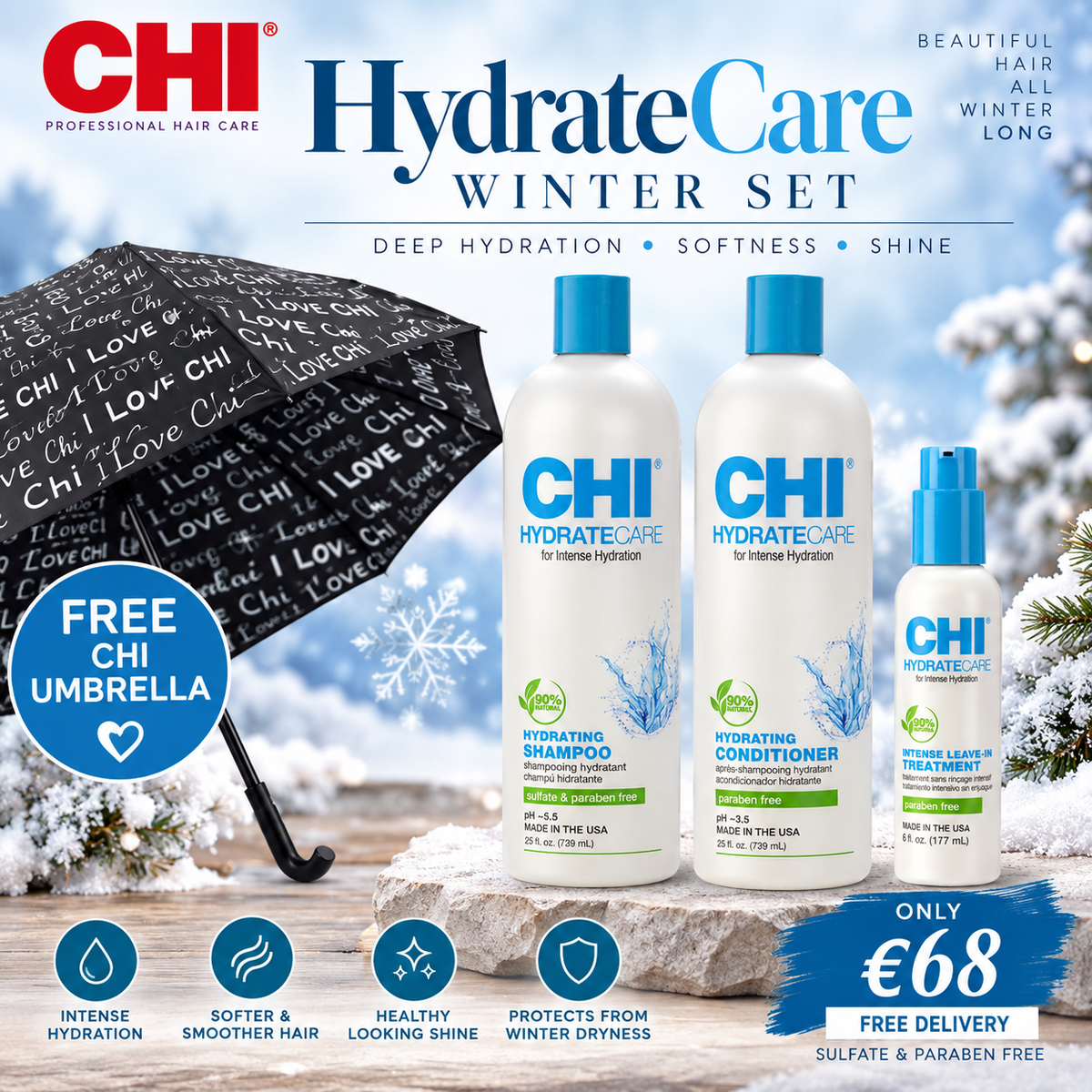 CHI Hydrate Care Winter Trio + Free Umbrella